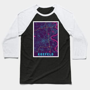 Krefeld Neon City Map Baseball T-Shirt